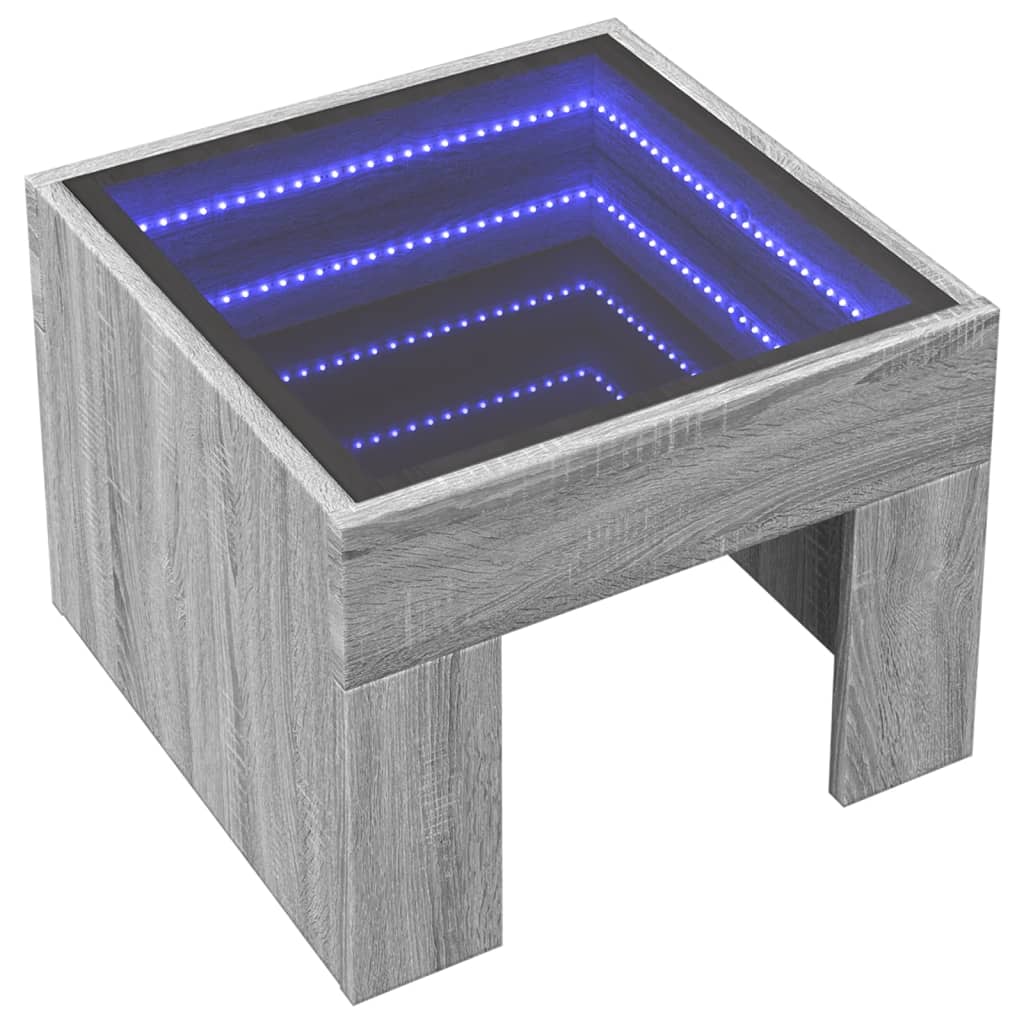 Nachttisch mit Infinity-LED Grau Sonoma 40x40x30 cm