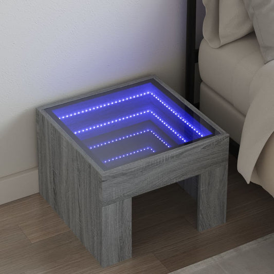 Nachttisch mit Infinity-LED Grau Sonoma 40x40x30 cm