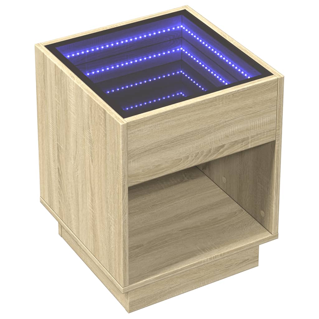 Nachttisch mit Infinity-LED Sonoma-Eiche 40x40x50 cm