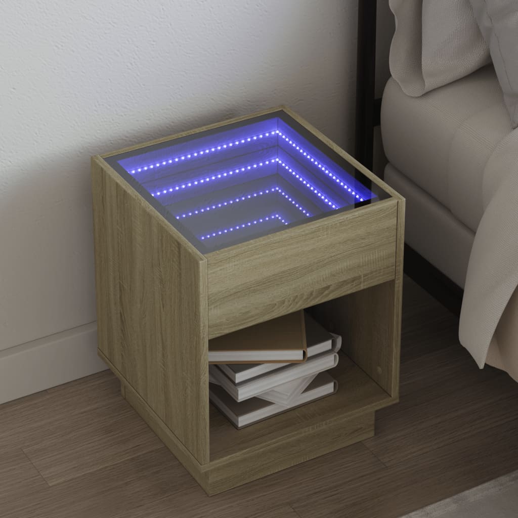 Nachttisch mit Infinity-LED Sonoma-Eiche 40x40x50 cm