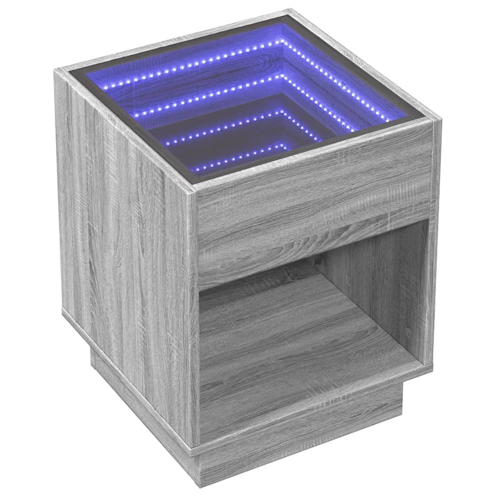 Nachttisch mit Infinity-LED Grau Sonoma 40x40x50 cm