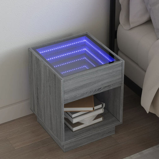 Nachttisch mit Infinity-LED Grau Sonoma 40x40x50 cm