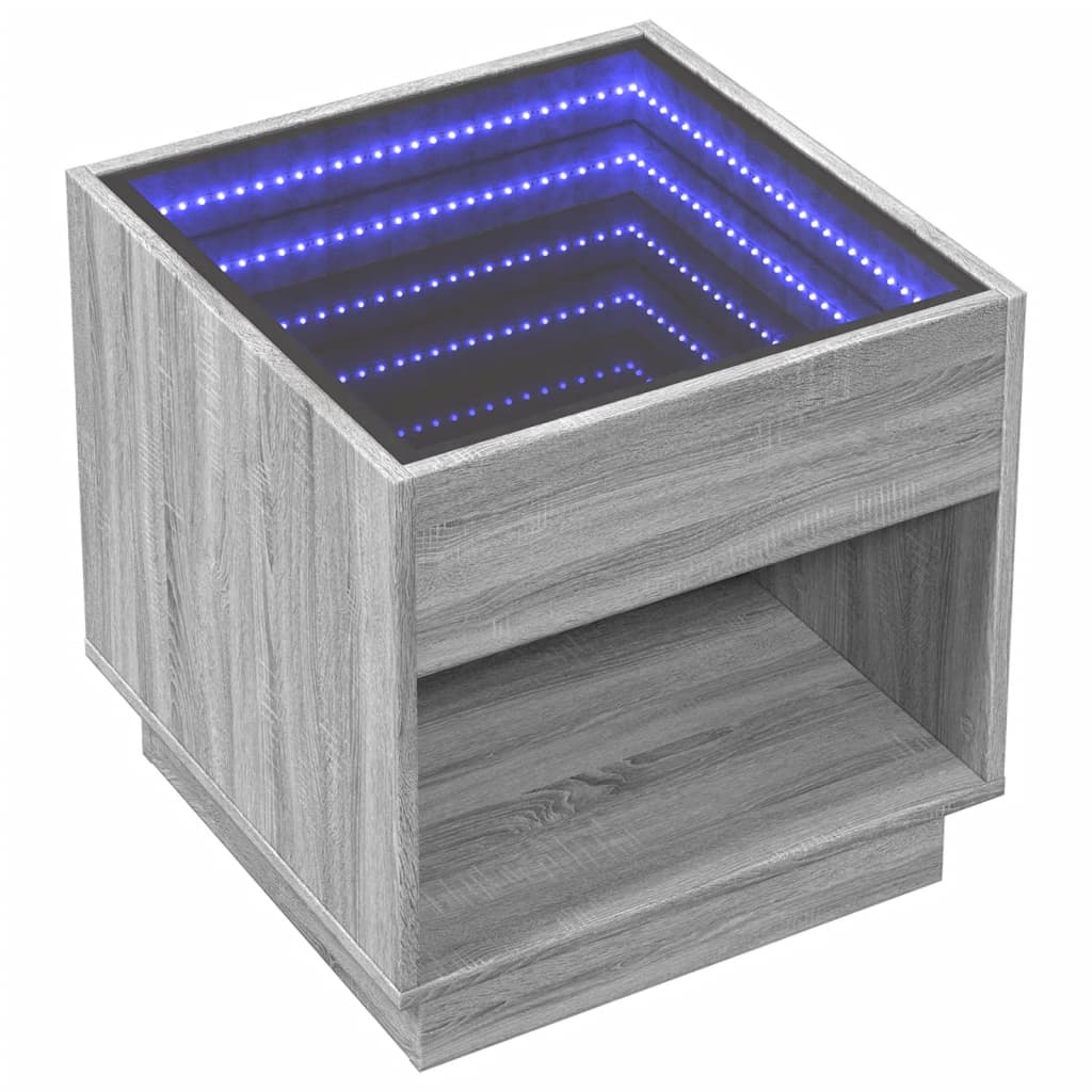 Nachttisch mit Infinity-LED Grau Sonoma 50x50x50 cm