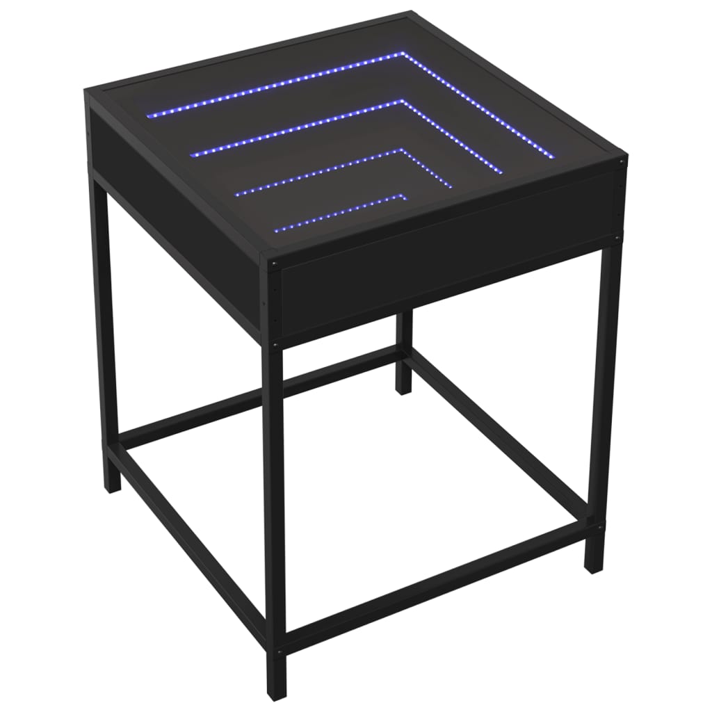 Nachttisch mit Infinity-LED Schwarz 40x40x51 cm