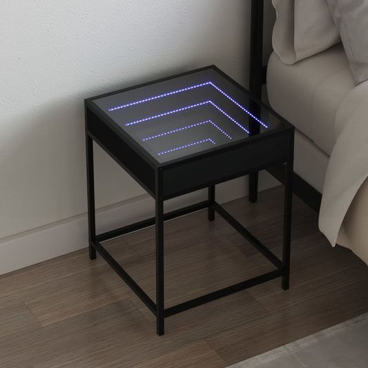 Nachttisch mit Infinity-LED Schwarz 40x40x51 cm