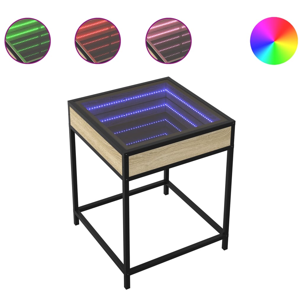 Nachttisch mit Infinity-LED Sonoma-Eiche 40x40x51 cm