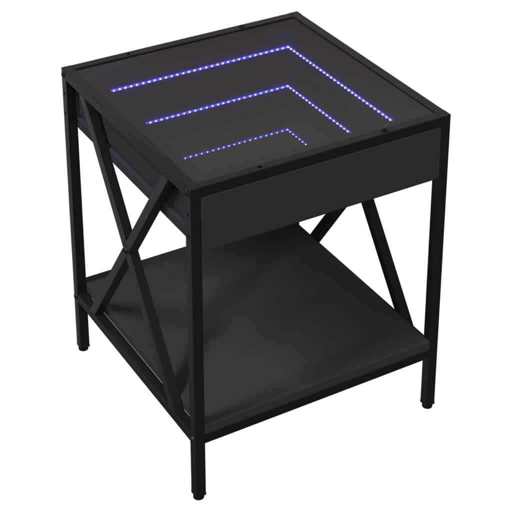 Nachttisch mit Infinity-LED Schwarz 40x40x49 cm