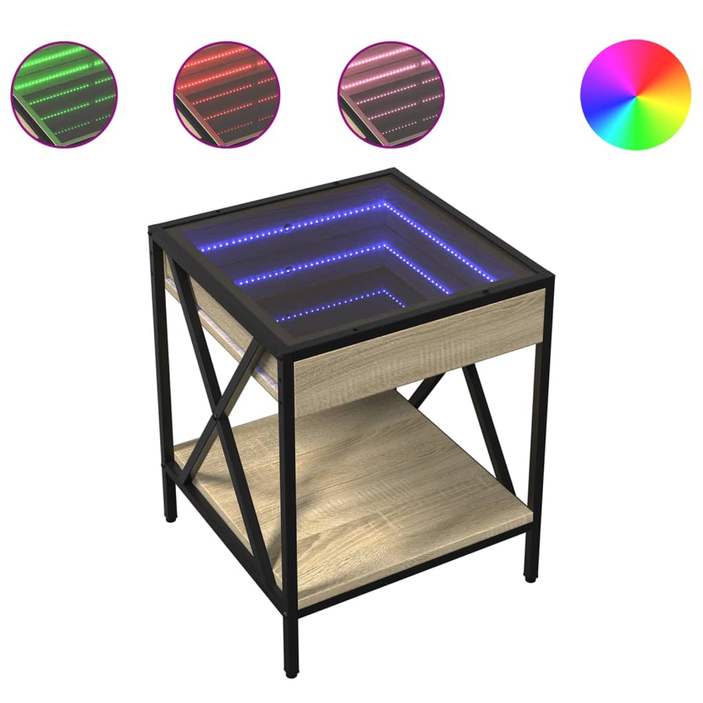 Nachttisch mit Infinity-LED Sonoma-Eiche 40x40x49 cm