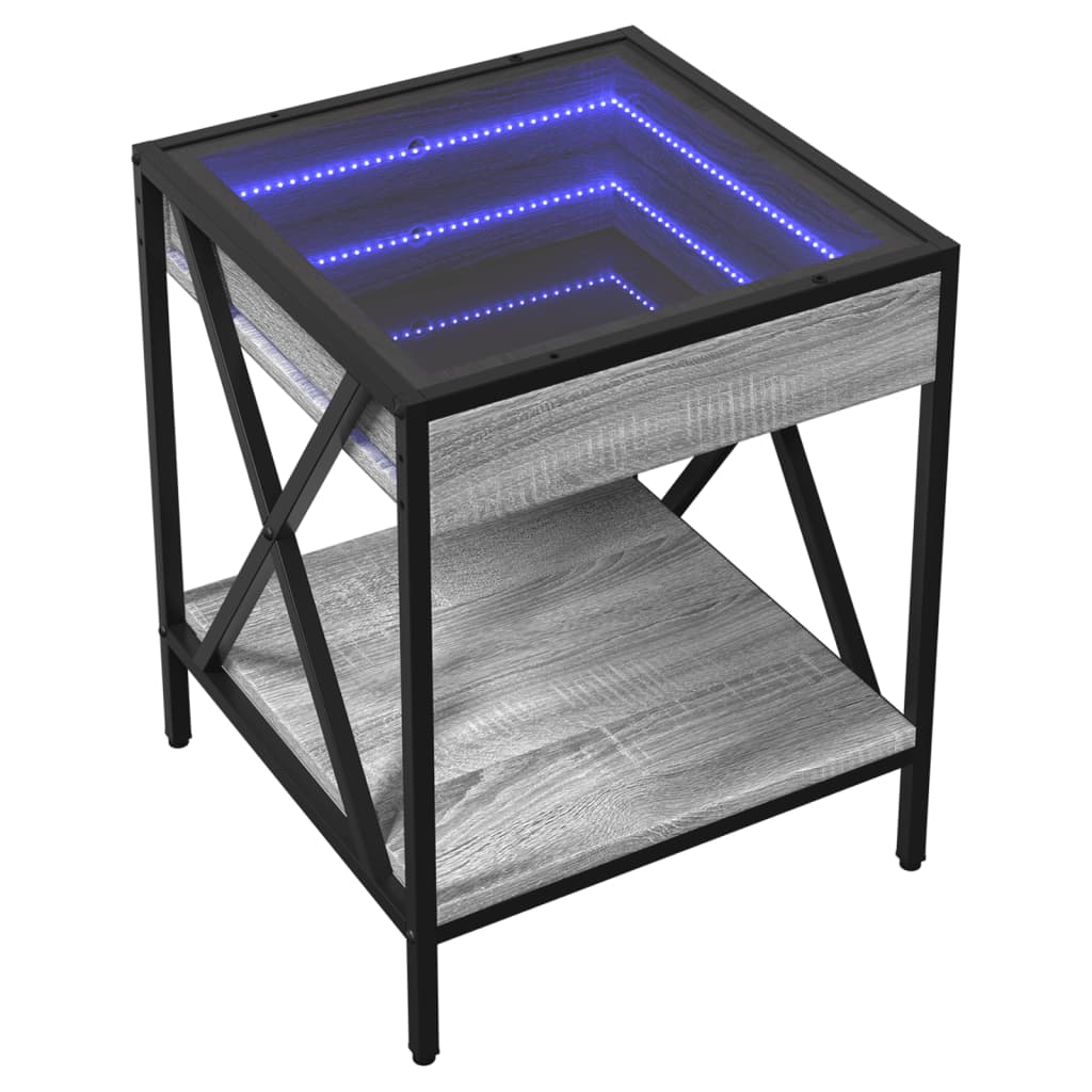 Nachttisch mit Infinity-LED Grau Sonoma 40x40x49 cm