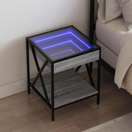 Nachttisch mit Infinity-LED Grau Sonoma 40x40x49 cm