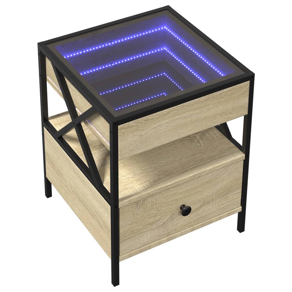 Nachttisch mit Infinity-LED Sonoma-Eiche 40x40x51 cm