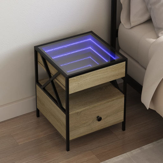 Nachttisch mit Infinity-LED Sonoma-Eiche 40x40x51 cm