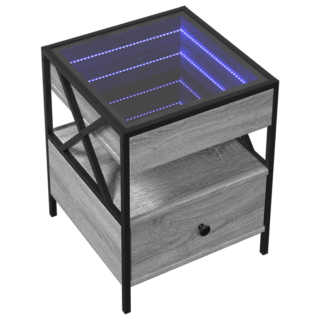 Nachttisch mit Infinity-LED Grau Sonoma 40x40x51 cm