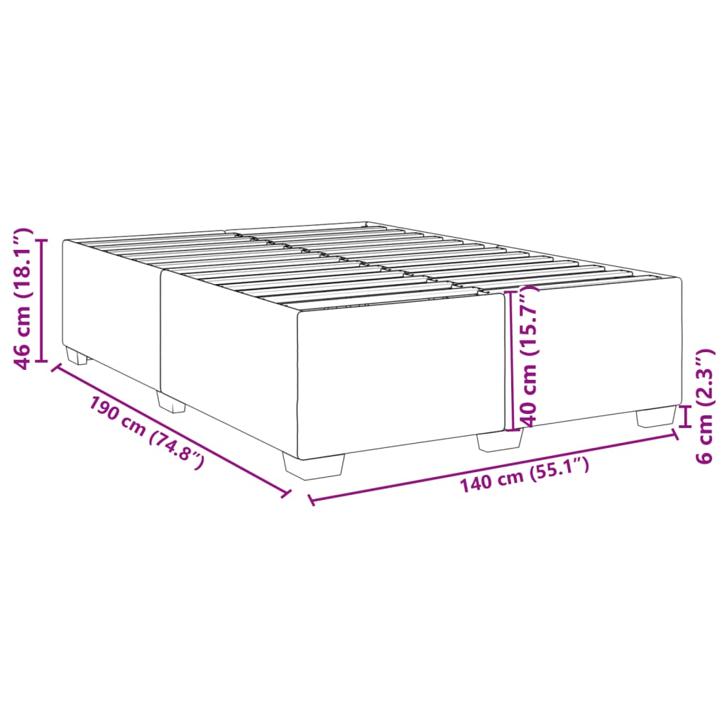 Bettgestell ohne Matratze Hellgrau 140x190 cm Stoff