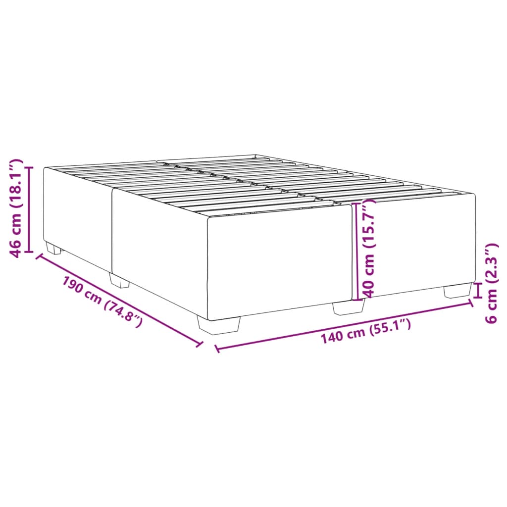 Bettgestell ohne Matratze Creme 140x190 cm Stoff