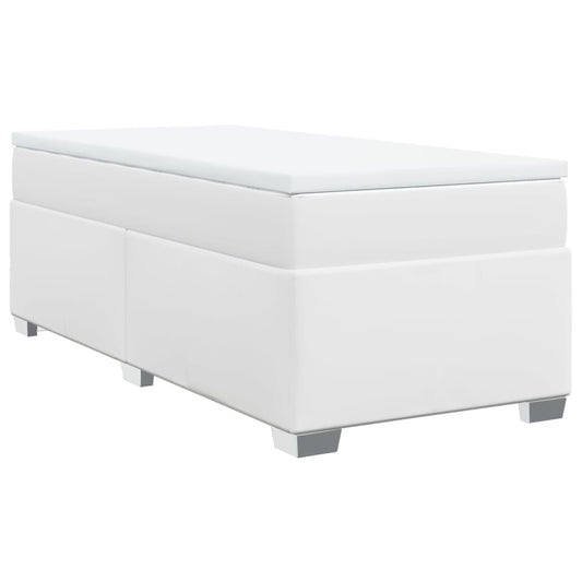 Boxspringbett mit Matratze Weiß 80x200 cm Kunstleder