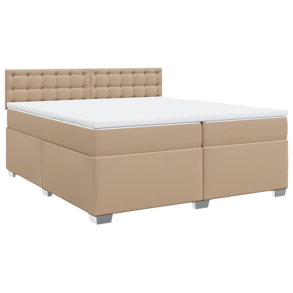 Boxspringbett Matratze Cappuccino-Braun 200x200cm Kunstleder