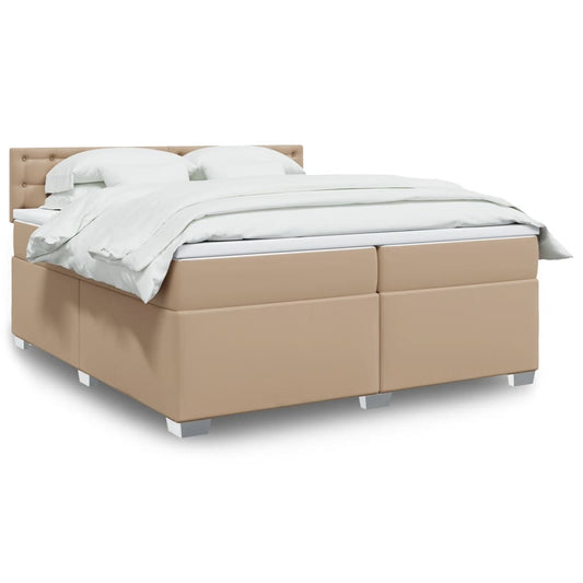 Boxspringbett Matratze Cappuccino-Braun 200x200cm Kunstleder