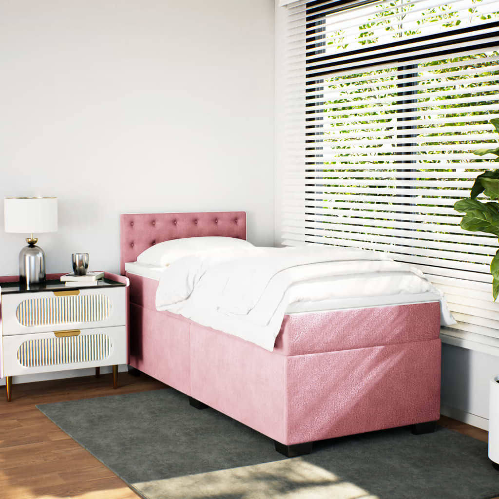 Boxspringbett mit Matratze Rosa 90x190 cm Samt