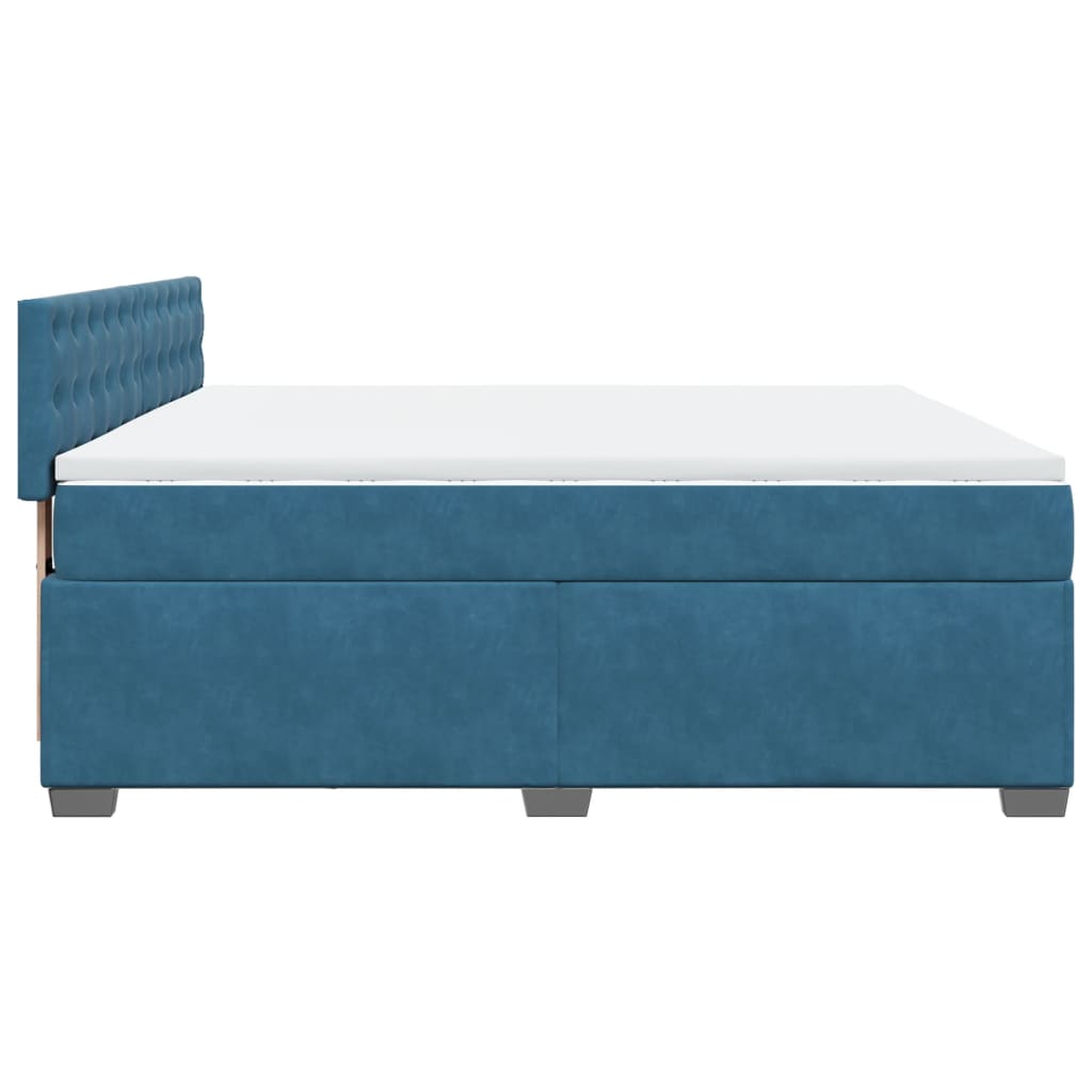 Boxspringbett mit Matratze Blau 180x200 cm Samt