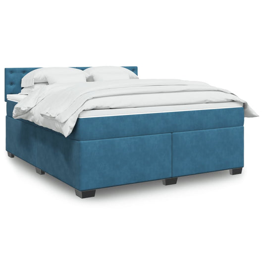 Boxspringbett mit Matratze Blau 180x200 cm Samt