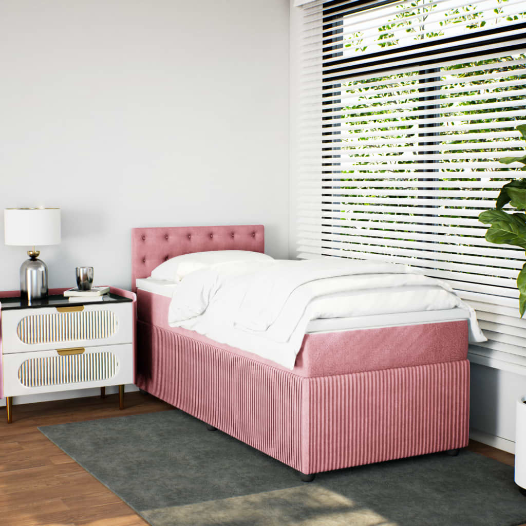 Boxspringbett mit Matratze Rosa 90x190 cm Samt