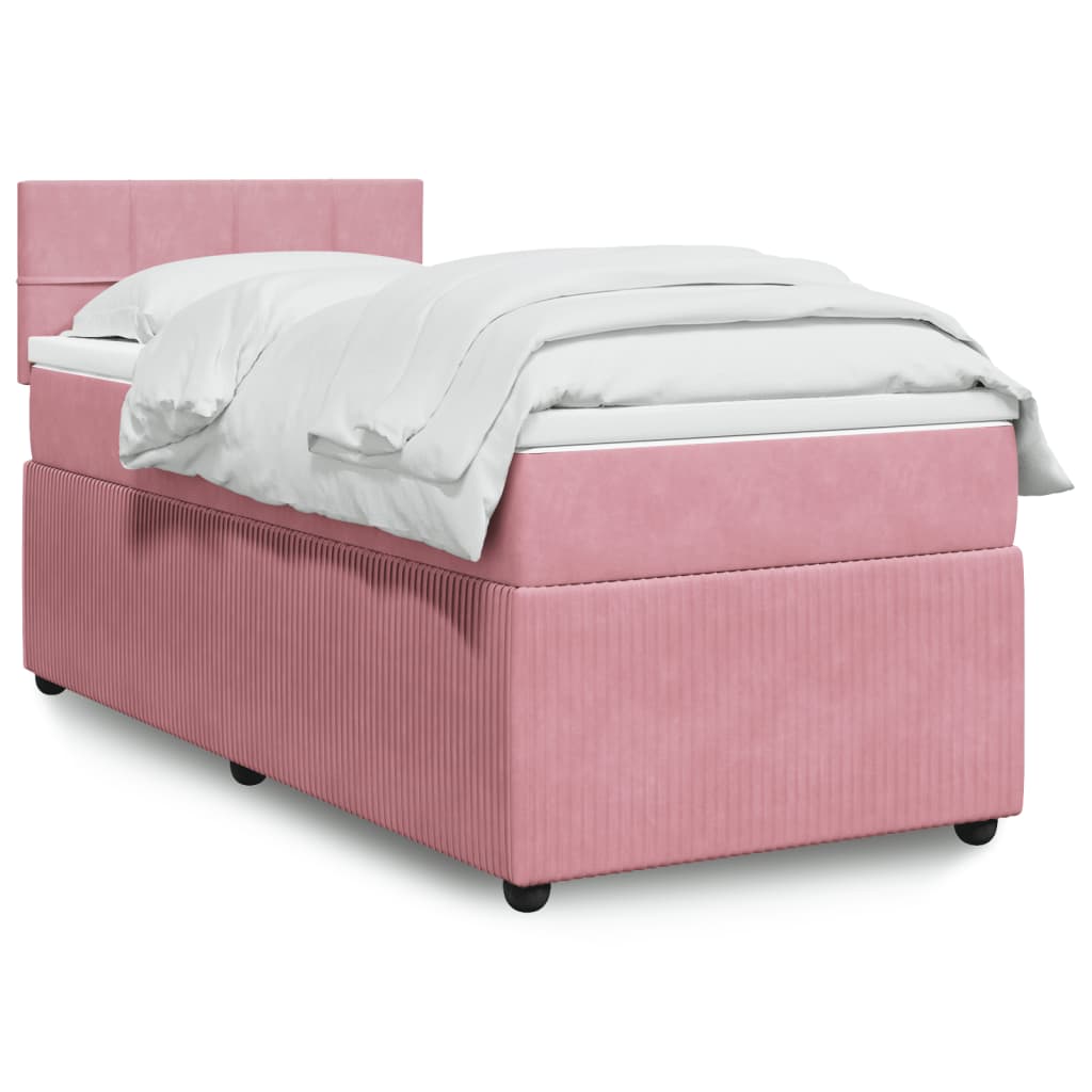 Boxspringbett mit Matratze Rosa 100x200 cm Samt