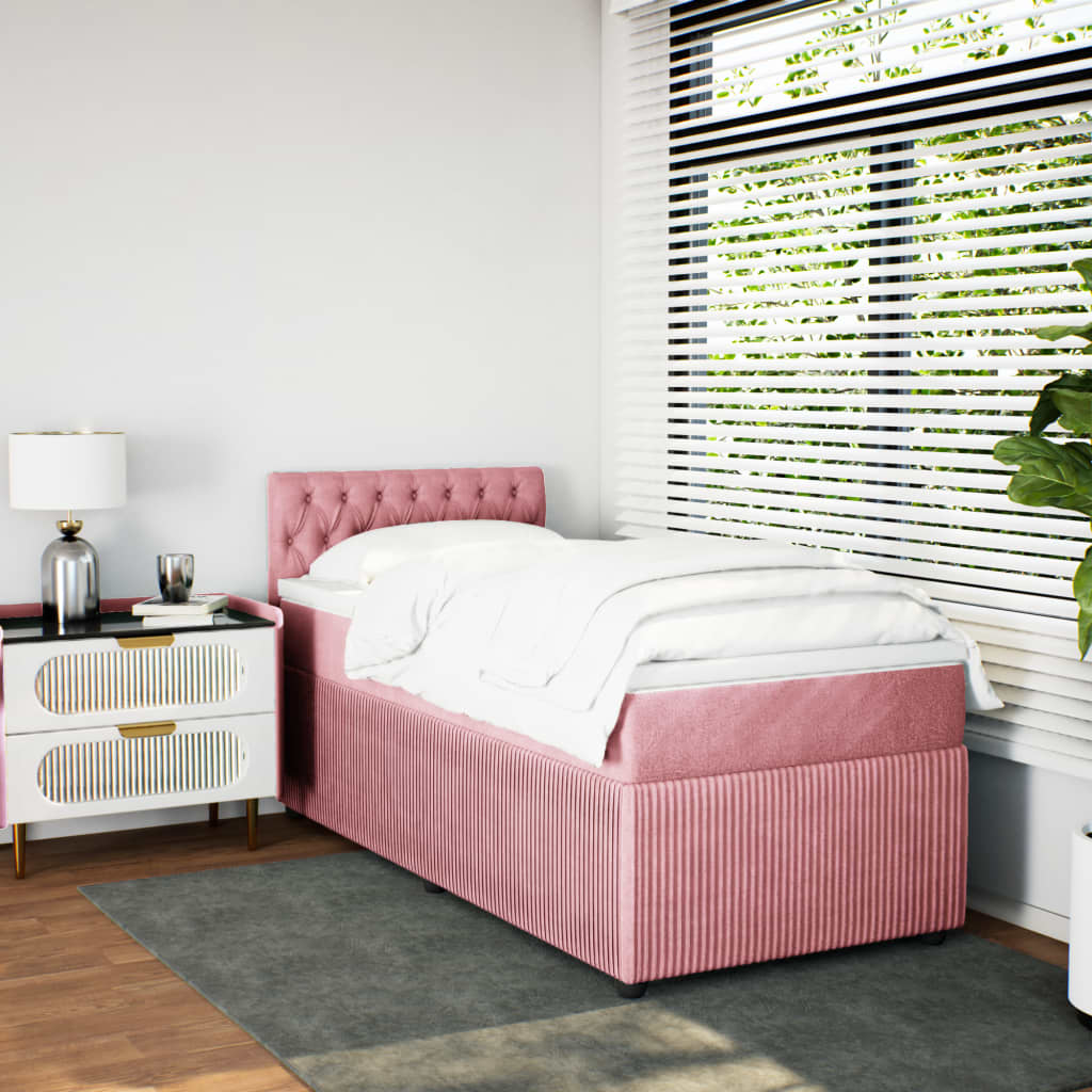 Boxspringbett mit Matratze Rosa 100x200 cm Samt