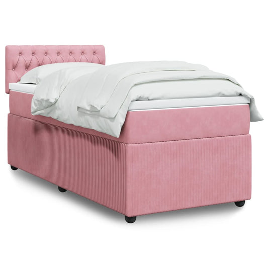 Boxspringbett mit Matratze Rosa 100x200 cm Samt