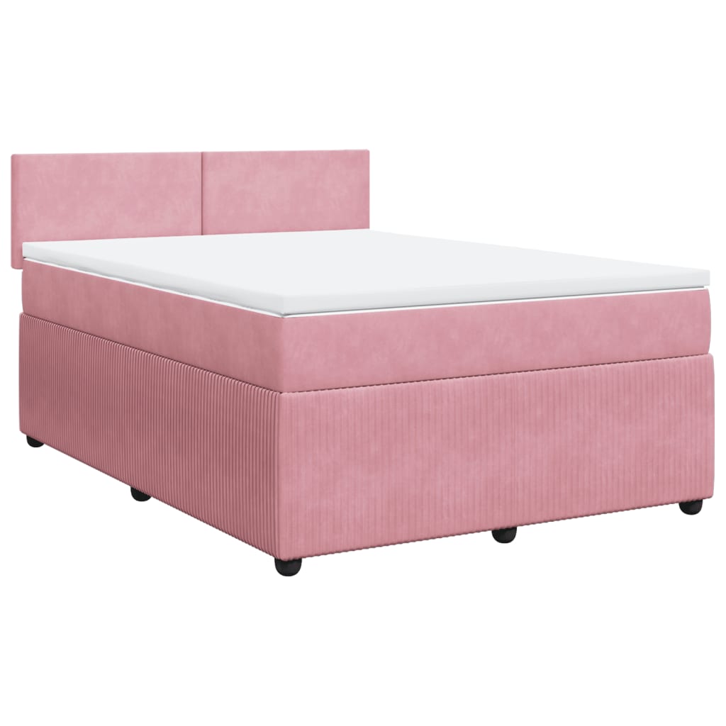 Boxspringbett mit Matratze Rosa 160x200 cm Samt