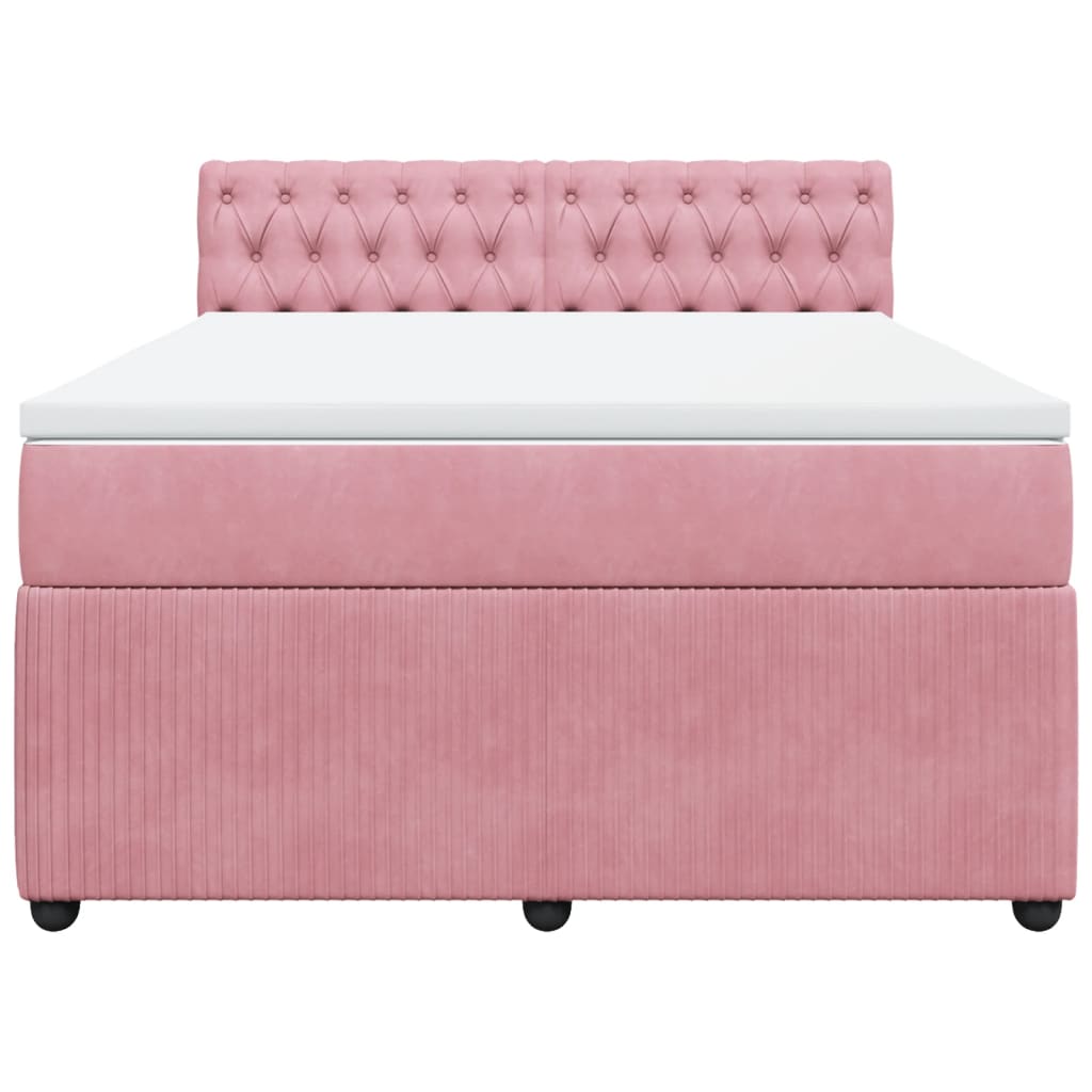 Boxspringbett mit Matratze Rosa 160x200 cm Samt