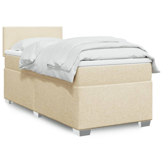 Boxspringbett mit Matratze Creme 90x190 cm Stoff