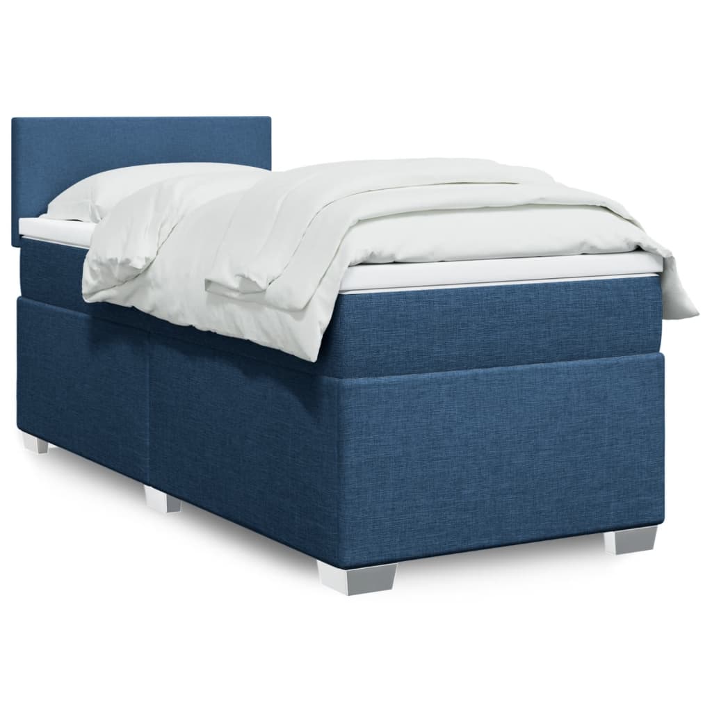 Boxspringbett mit Matratze Blau 90x190 cm Stoff