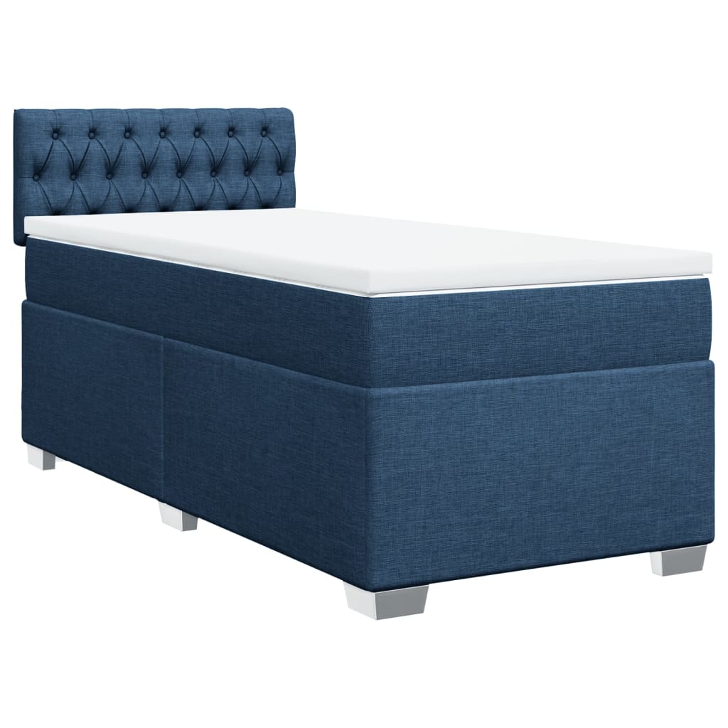 Boxspringbett mit Matratze Blau 90x190 cm Stoff