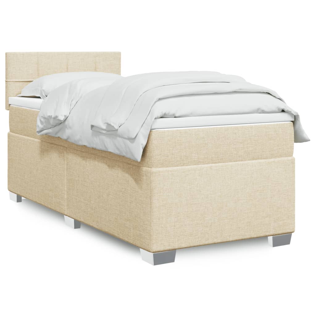 Boxspringbett mit Matratze Creme 100x200 cm Stoff