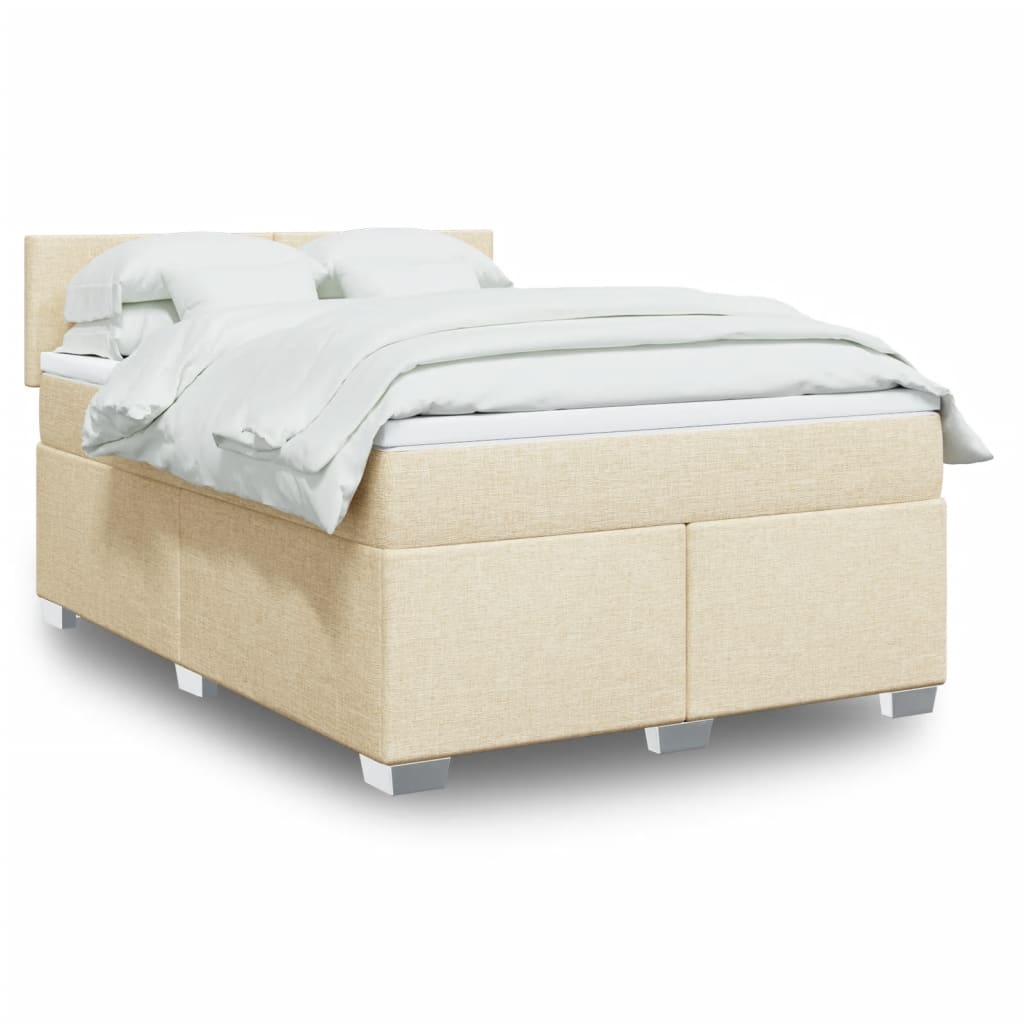 Boxspringbett mit Matratze Creme 160x200 cm Stoff