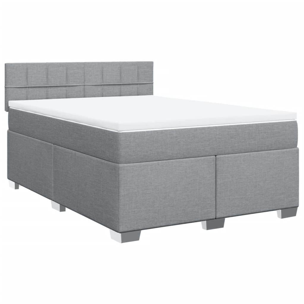 Boxspringbett mit Matratze Hellgrau 160x200 cm Stoff