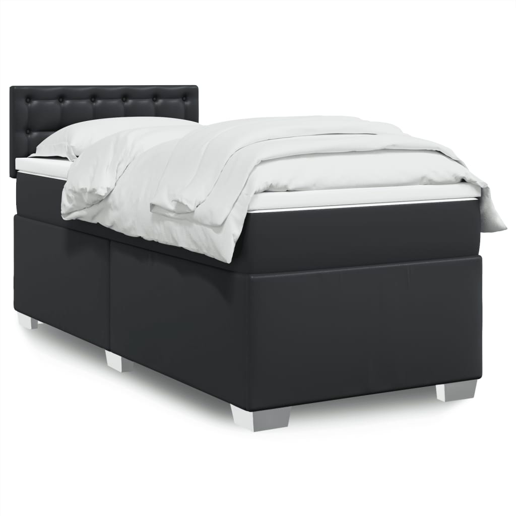 Boxspringbett mit Matratze Schwarz 90x190 cm Kunstleder