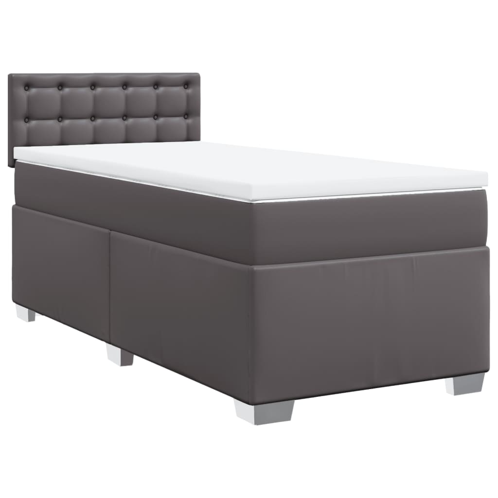 Boxspringbett mit Matratze Grau 90x190 cm Kunstleder