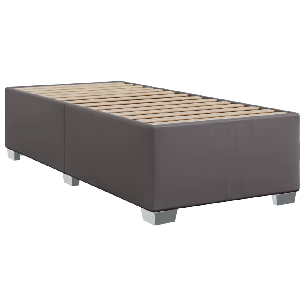 Boxspringbett mit Matratze Grau 100x200 cm Kunstleder