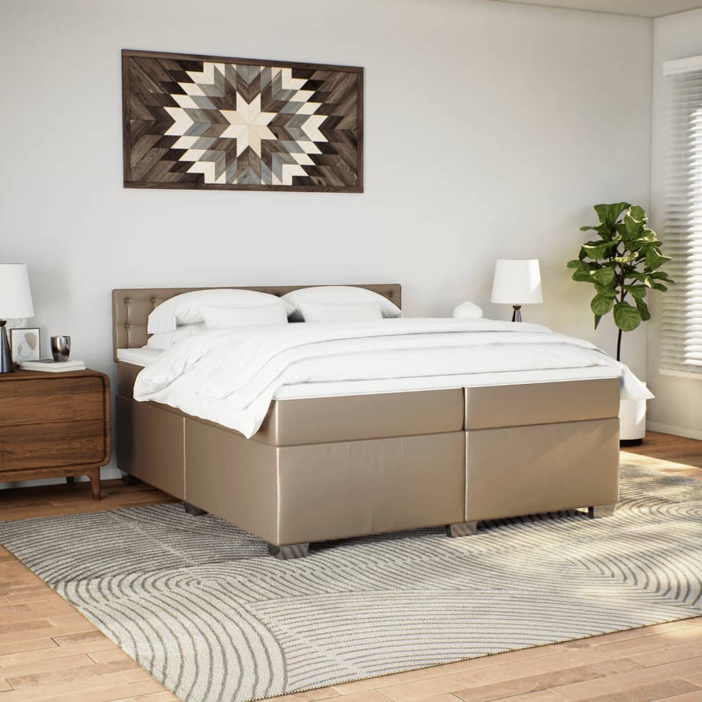 Boxspringbett Matratze Cappuccino-Braun 200x200cm Kunstleder