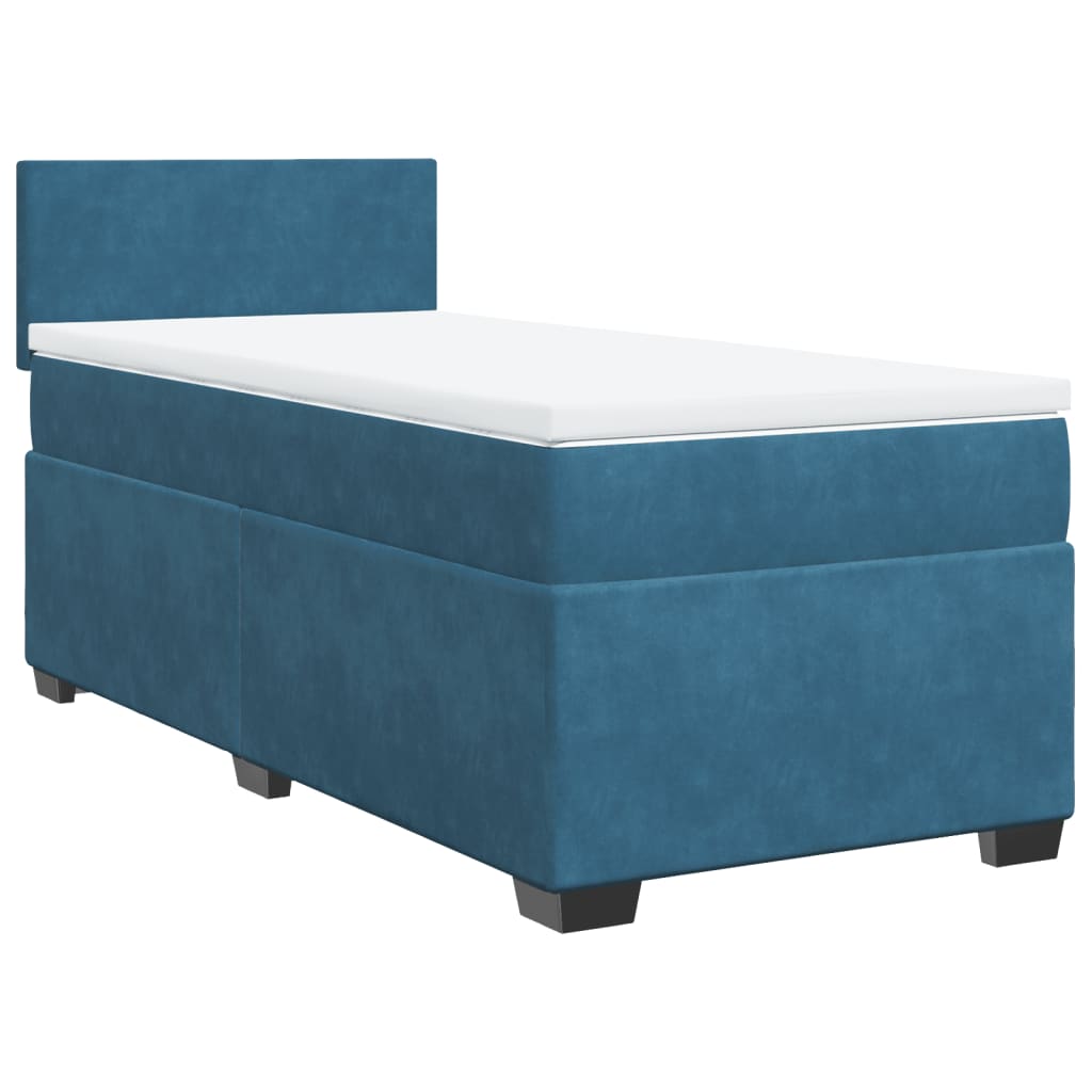 Boxspringbett mit Matratze Blau 90x190 cm Samt