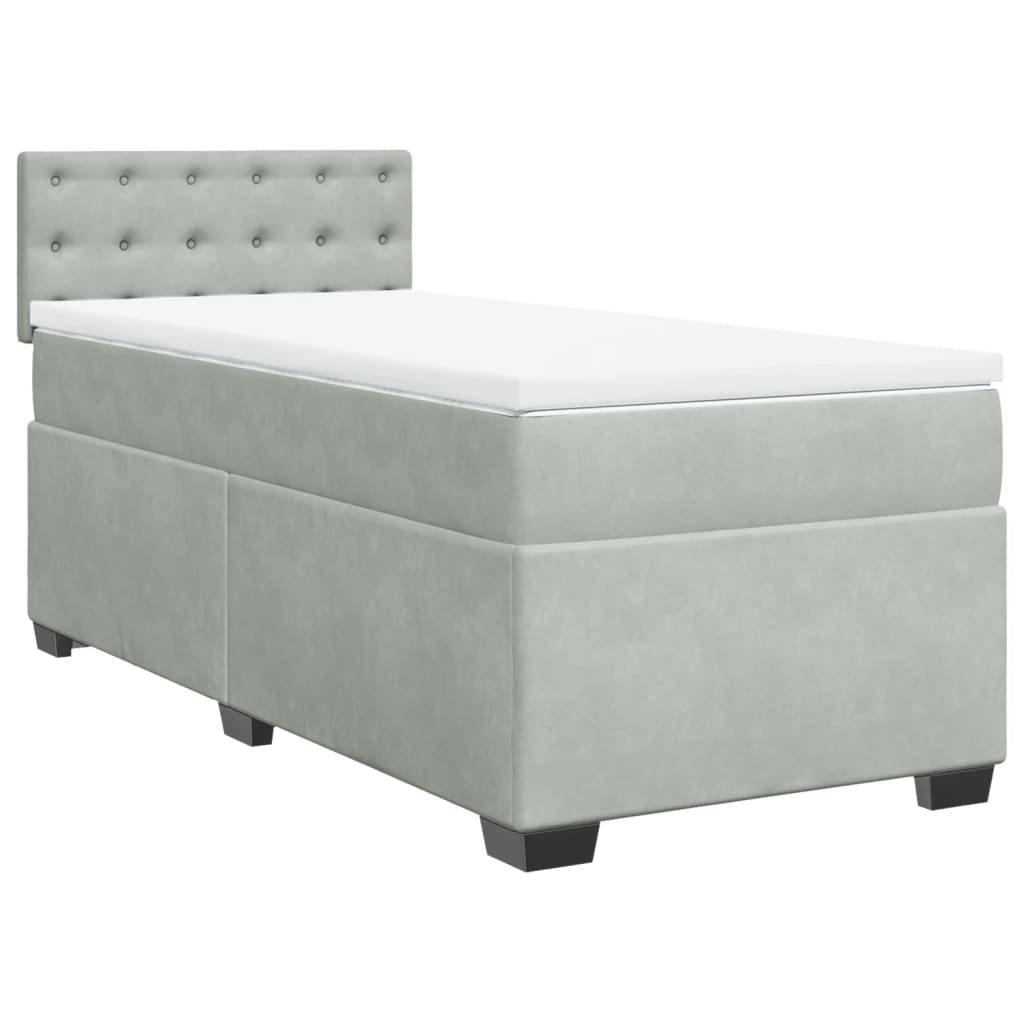 Boxspringbett mit Matratze Hellgrau 90x190 cm Samt