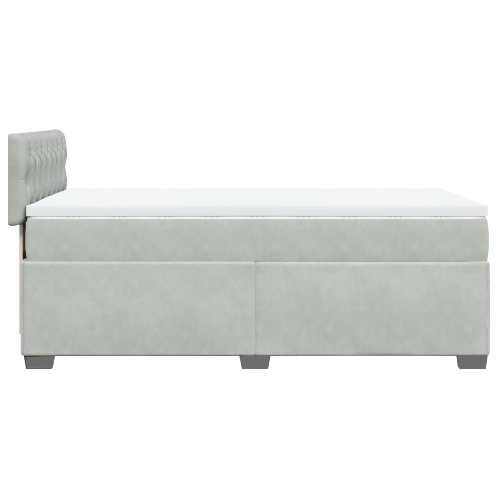 Boxspringbett mit Matratze Hellgrau 90x190 cm Samt