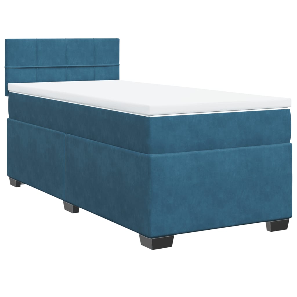 Boxspringbett mit Matratze Blau 100x200 cm Samt