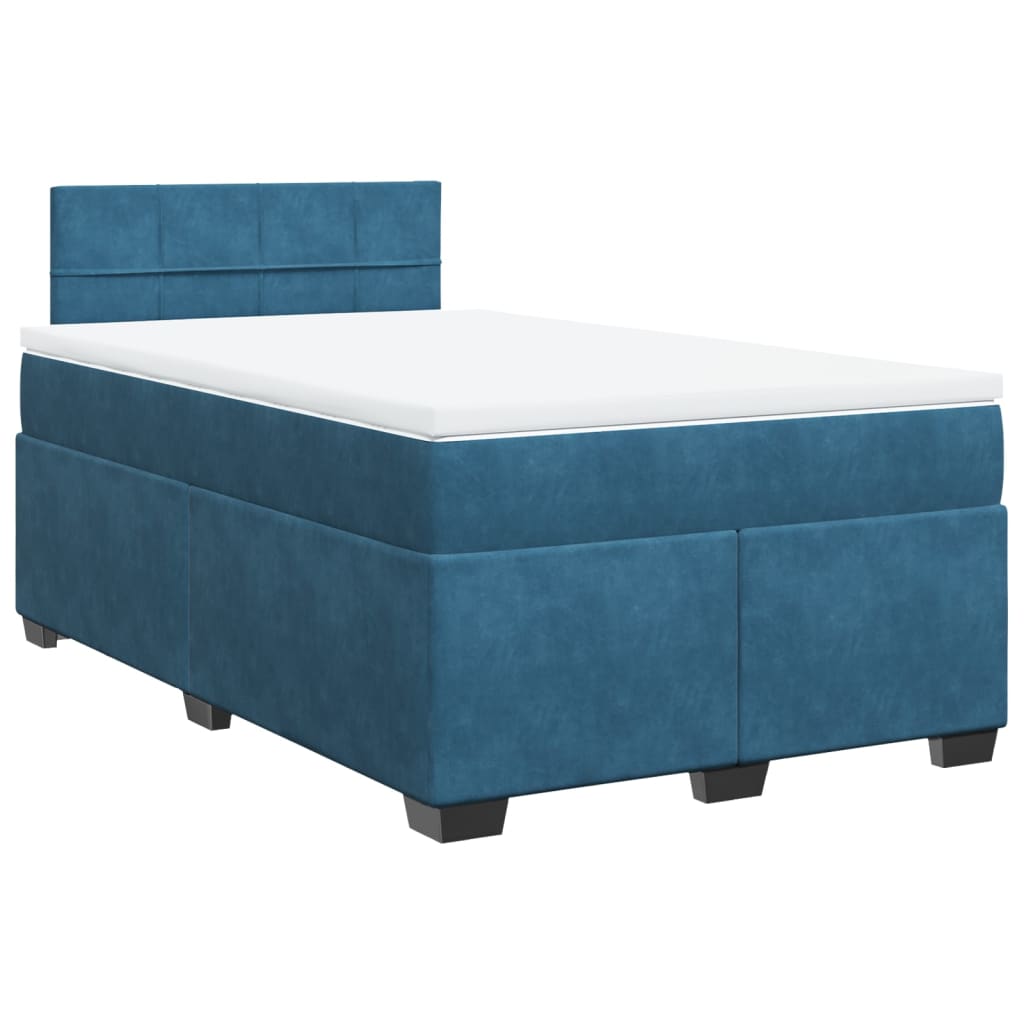 Boxspringbett mit Matratze Blau 120x200 cm Samt