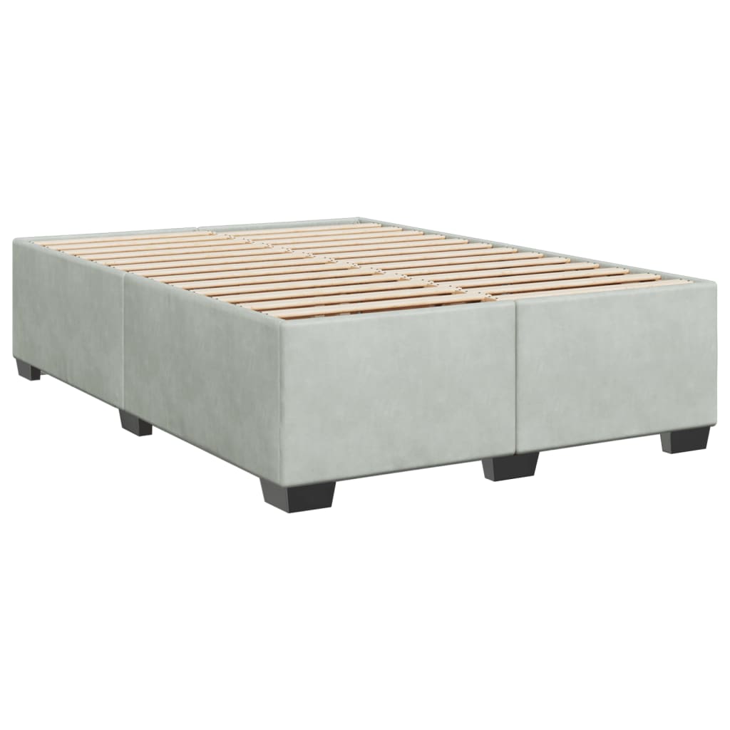 Boxspringbett mit Matratze Hellgrau 160x200 cm Samt