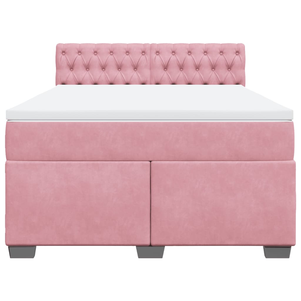 Boxspringbett mit Matratze Rosa 160x200 cm Samt