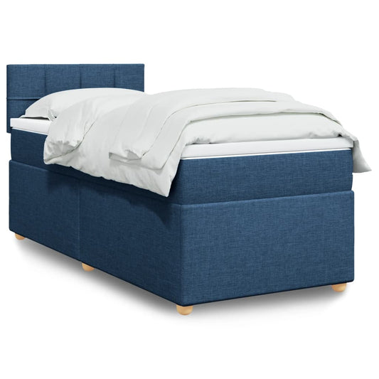 Boxspringbett mit Matratze Blau 90x190 cm Stoff