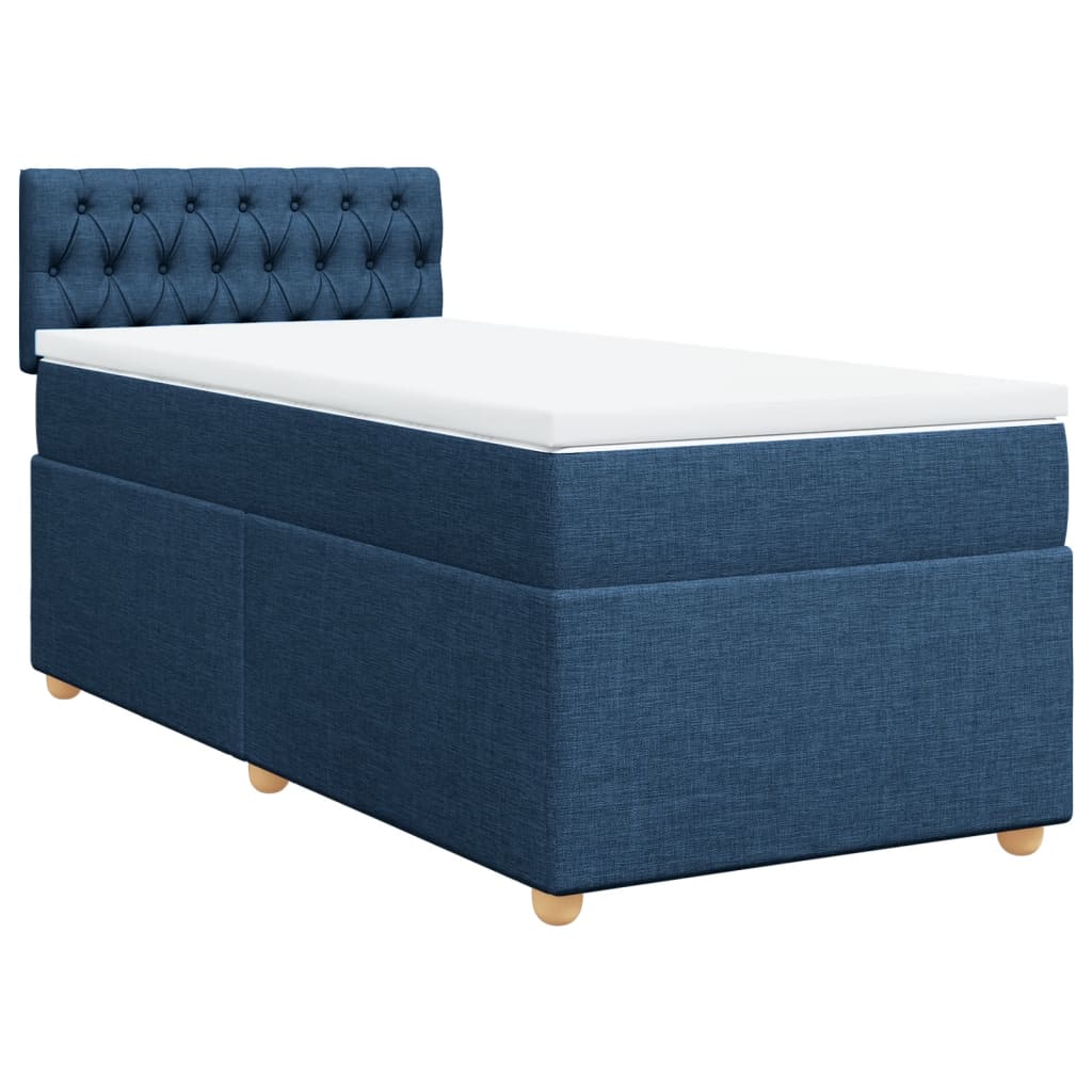 Boxspringbett mit Matratze Blau 90x190 cm Stoff